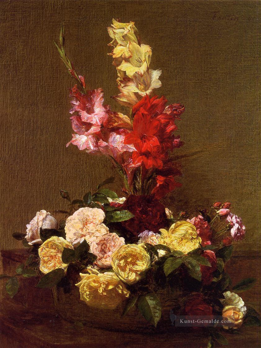 Gladiolen und Rosen Blumenmaler Henri Fantin Latour Ölgemälde